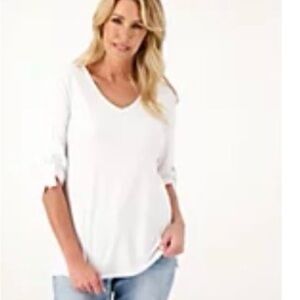 Susan Graver Everyday Liquid Knit Top with D link Sleeve Deta